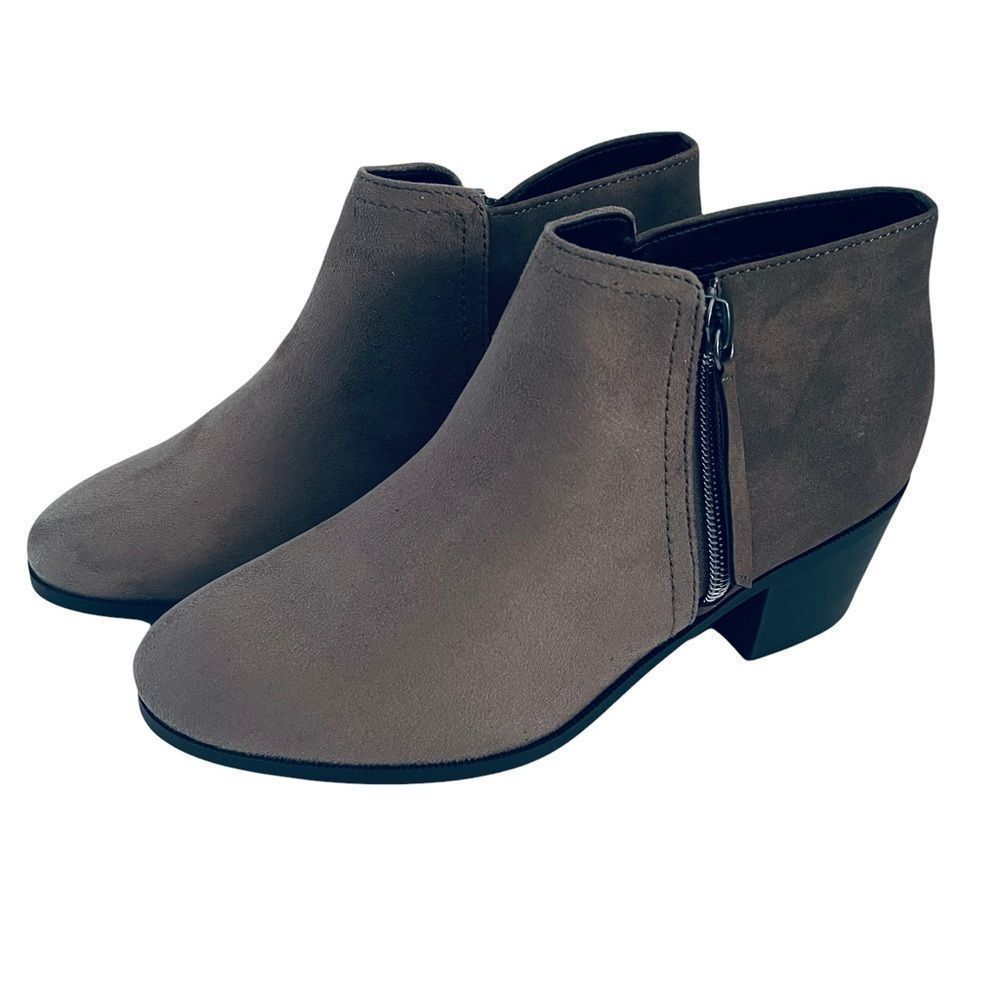 NIB Soda Uzona Two Tone Side Zip Booties Taupe Ankle Boots 6‎